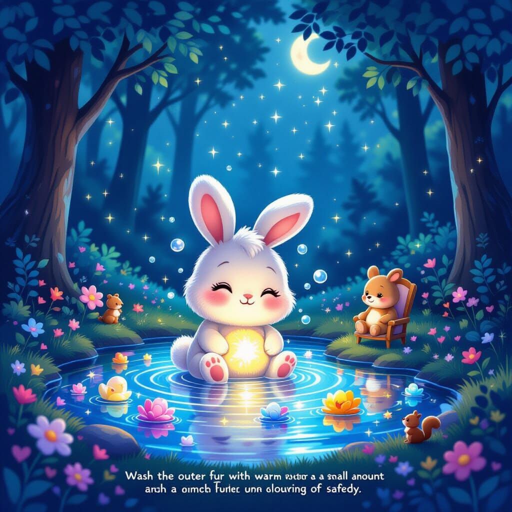 Magical Forest Pond with Bunny and Care Bear