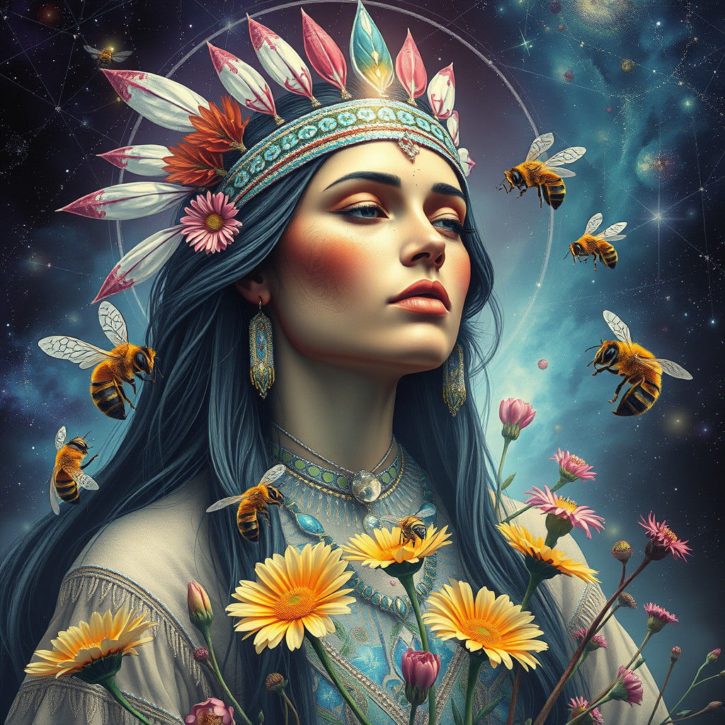 Surreal Native American Goddess in Dali Style