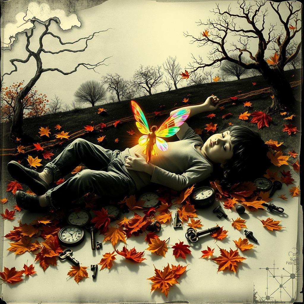 Surreal Dreamer in Autumn Rayograph Landscape
