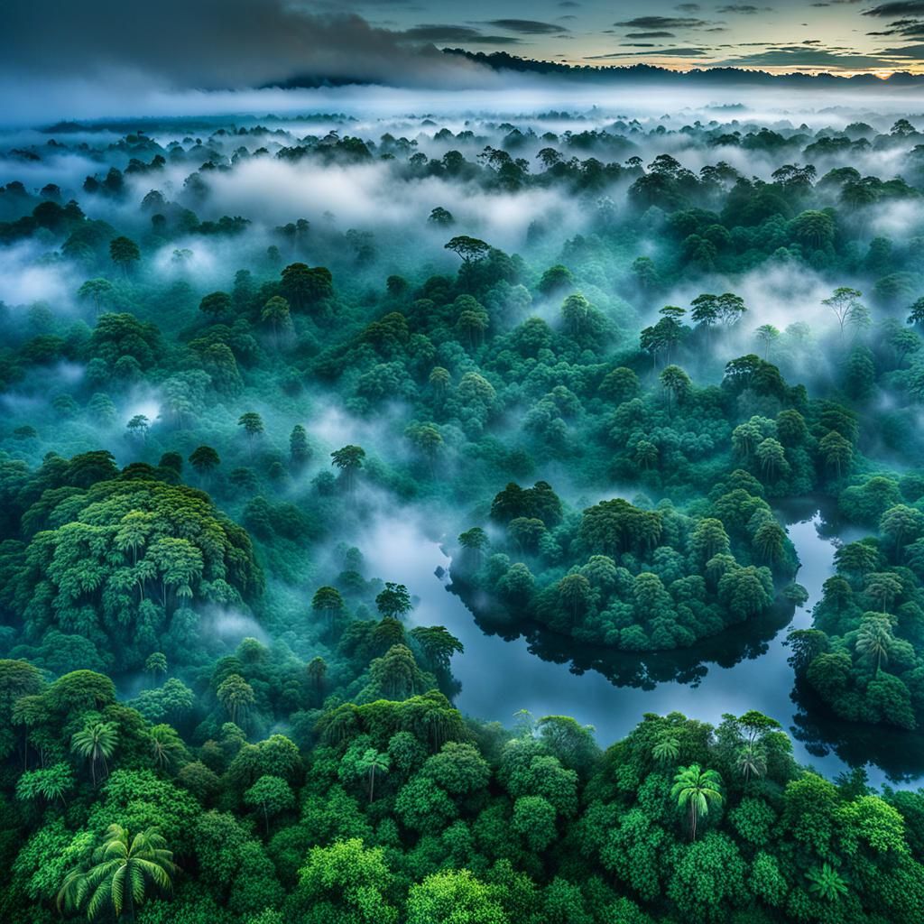 Amazon Rainforest Globe: Mystical Morning Artwork