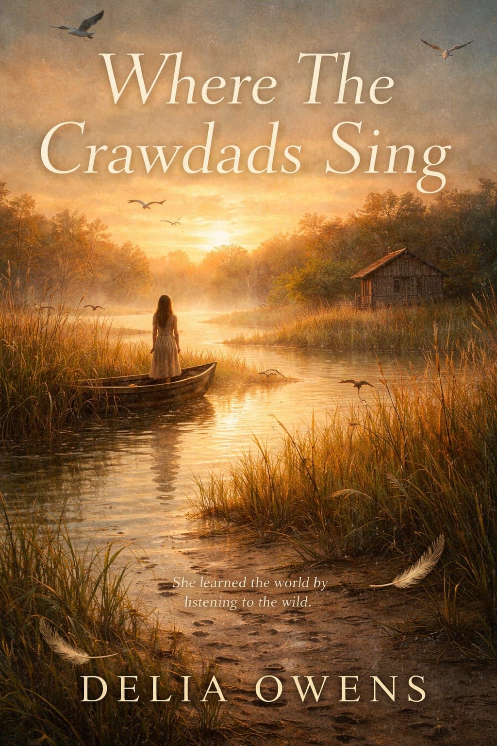 Mystical Marsh Landscape with Solitary Figure at Sunrise