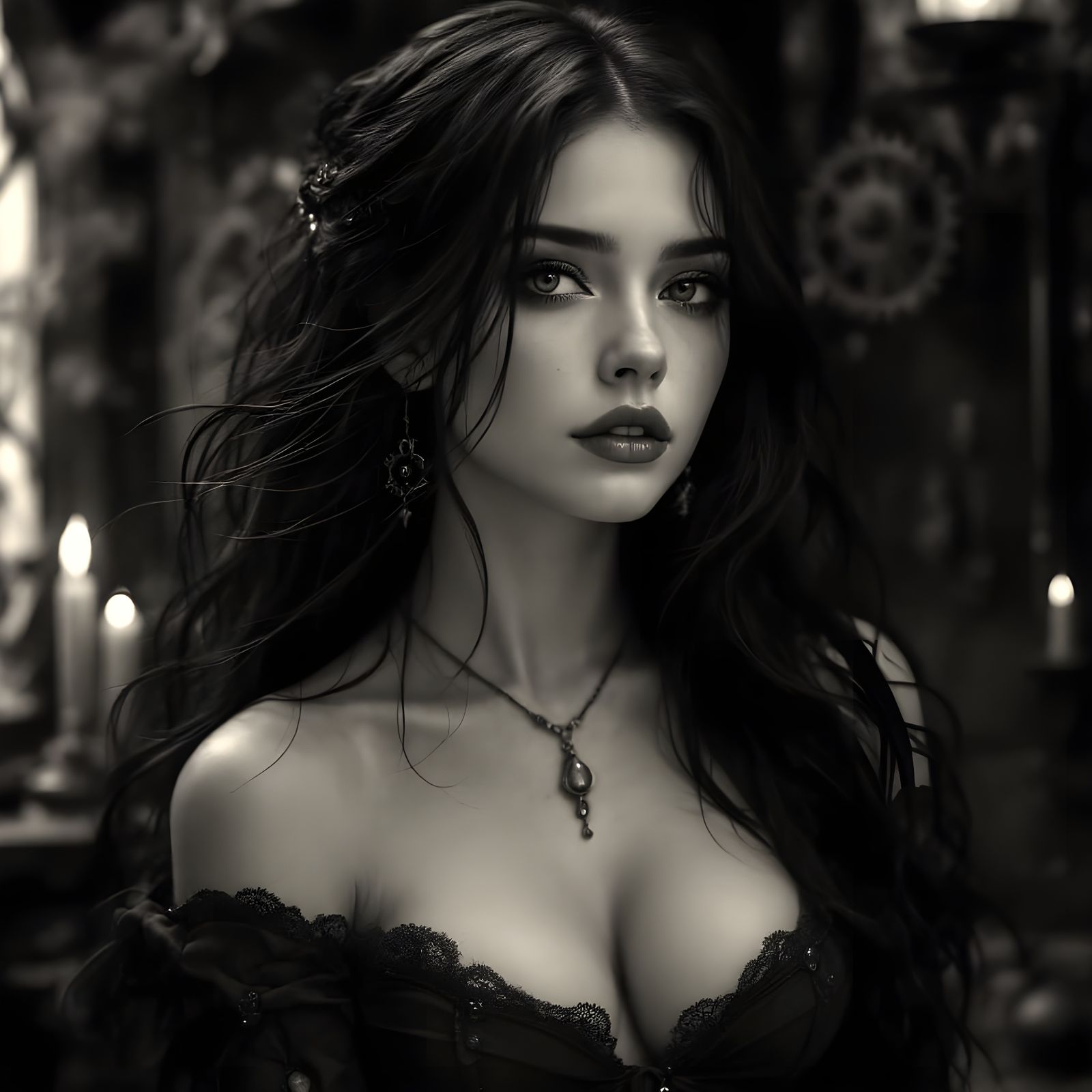 Victorian Steampunk Alchemist in Gothic Fantasy Lighting