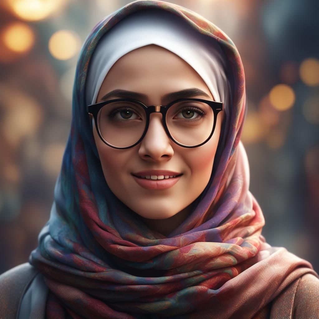Beautiful Girl in Hijab: Hyperrealistic Portrait