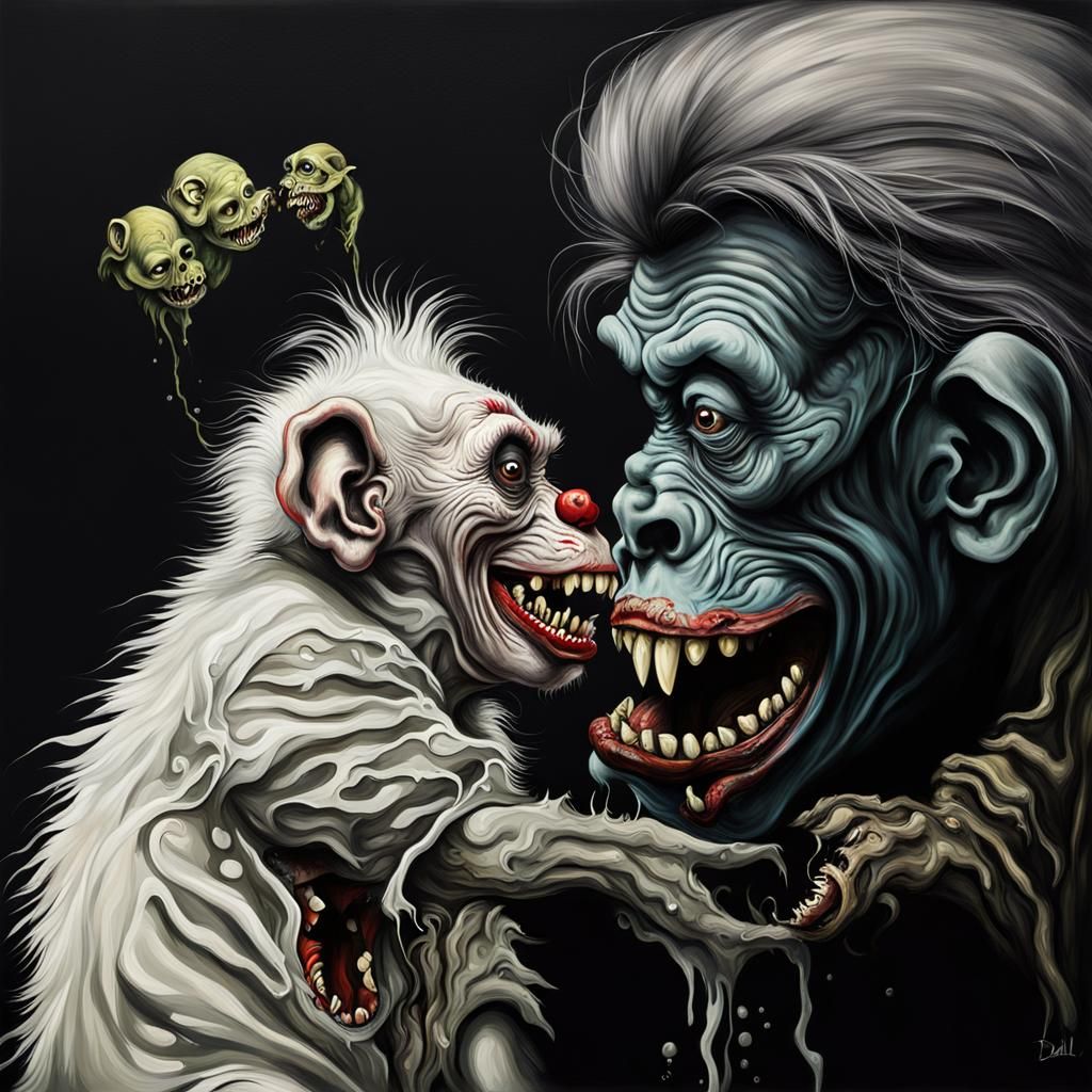 Surreal Zombie Clown with Sewer Rat, Dali Style