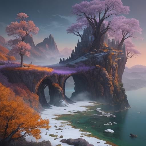 Four Seasons Panoramic Landscape in Digital Matte Painting