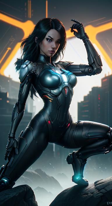 Nintendo Switch Girl in Anime Cyberpunk Style