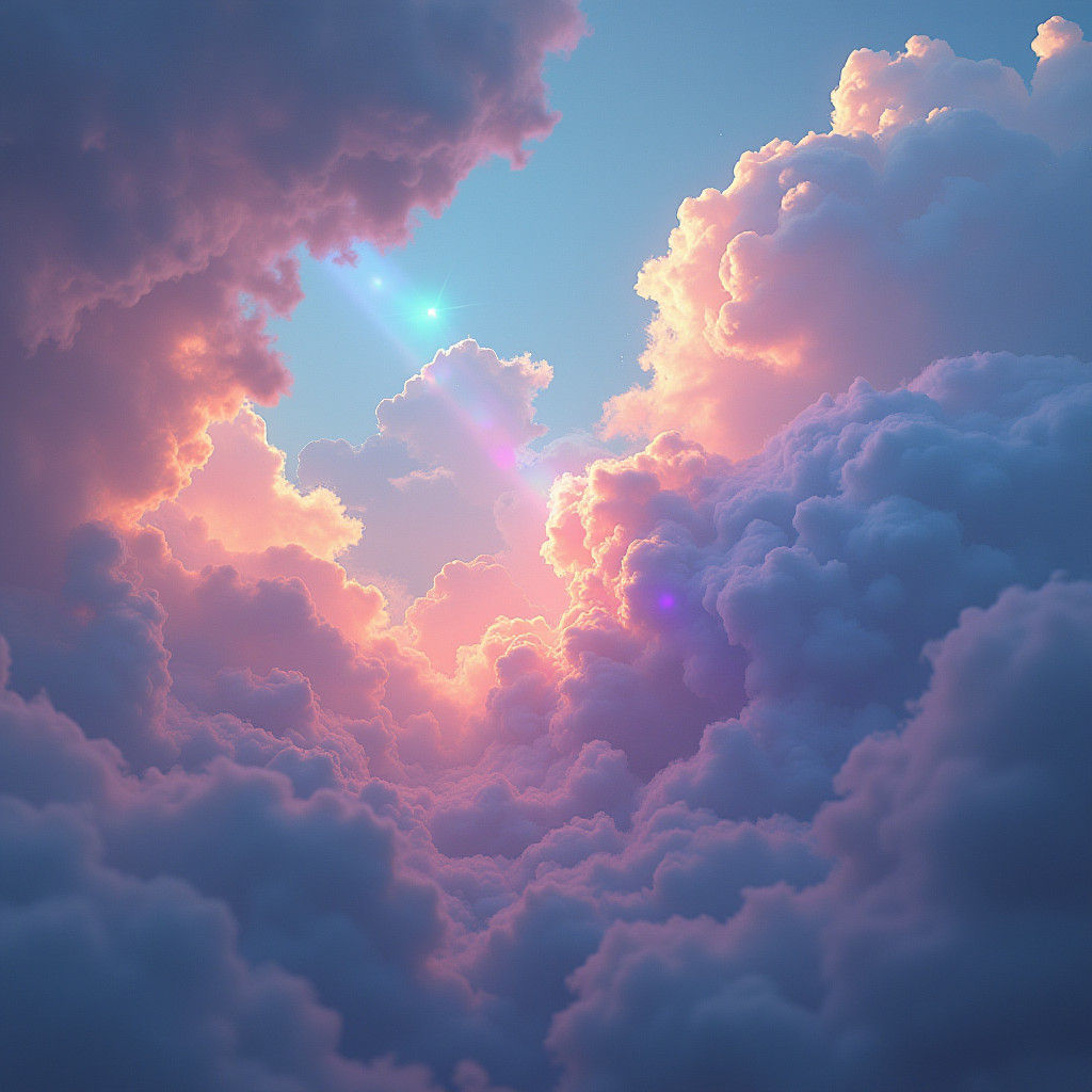 Iridescent Nebula Cloud in Ethereal Sky