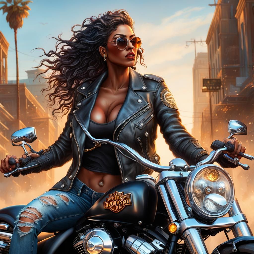 Brazilian Beauty on Harley Davidson in 4K