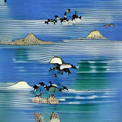 Wild Geese in Flight: A Hiroshige-Inspired Woodblock Print