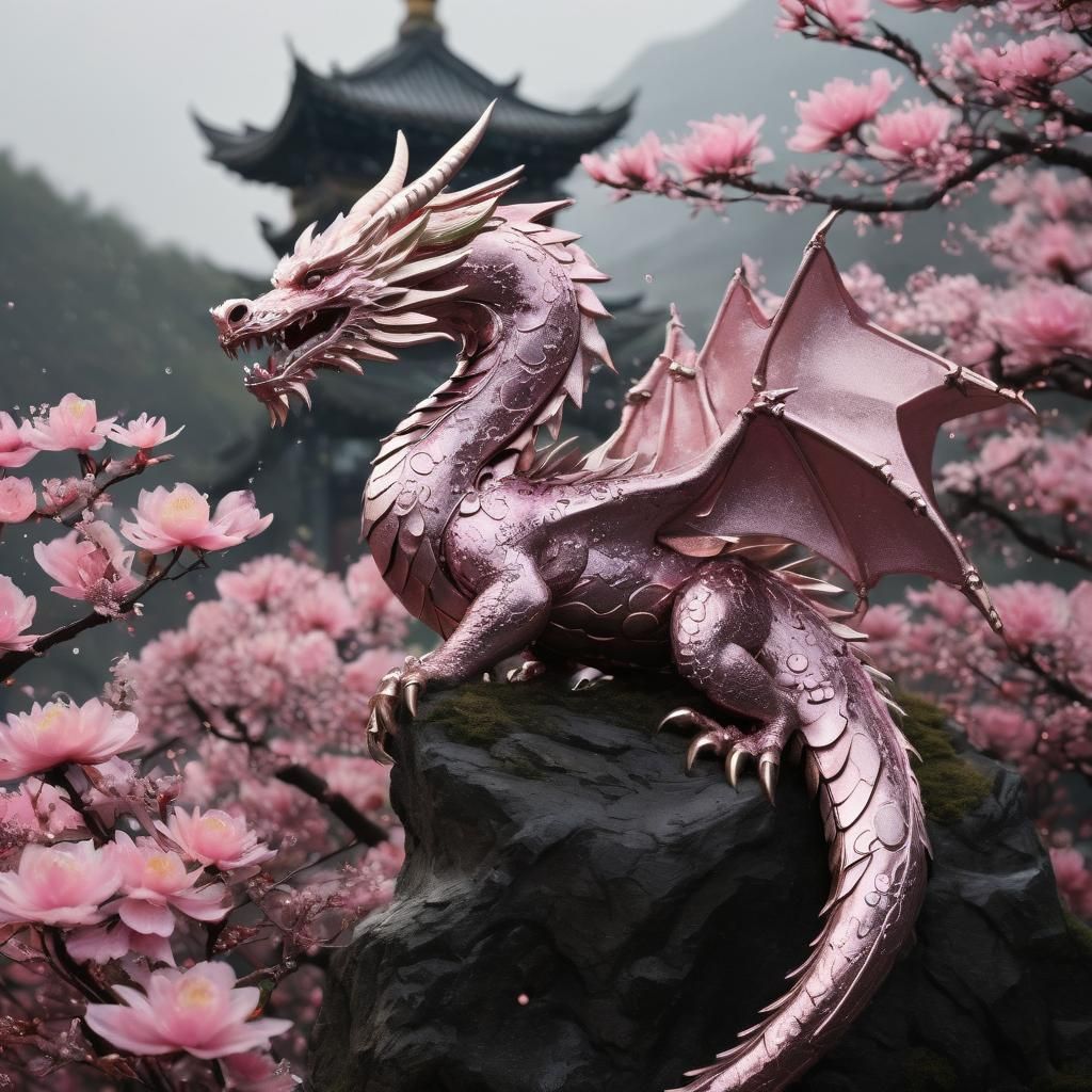 Metallic Sakura Dragon with Peony Details