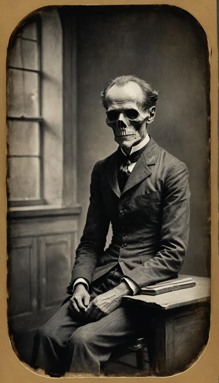 Elegant Death in Sepia-Toned Clergy Office