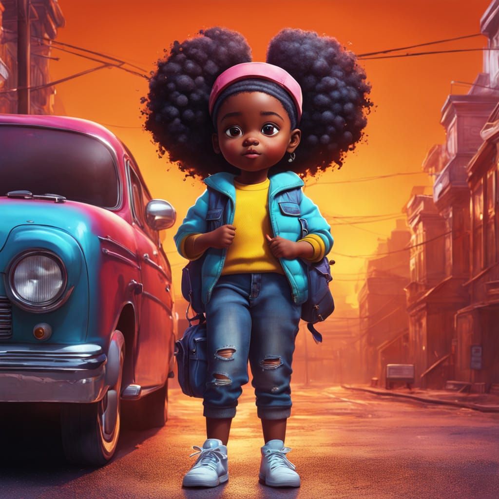 Vibrant Back to School Portrait in Graffiti Style