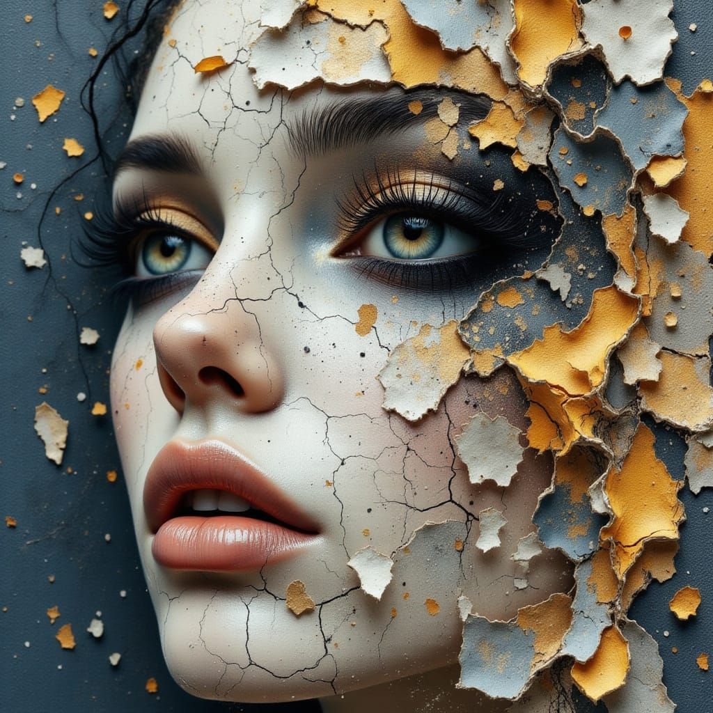 Glowing Newspaper Goddess in Papercraft Style