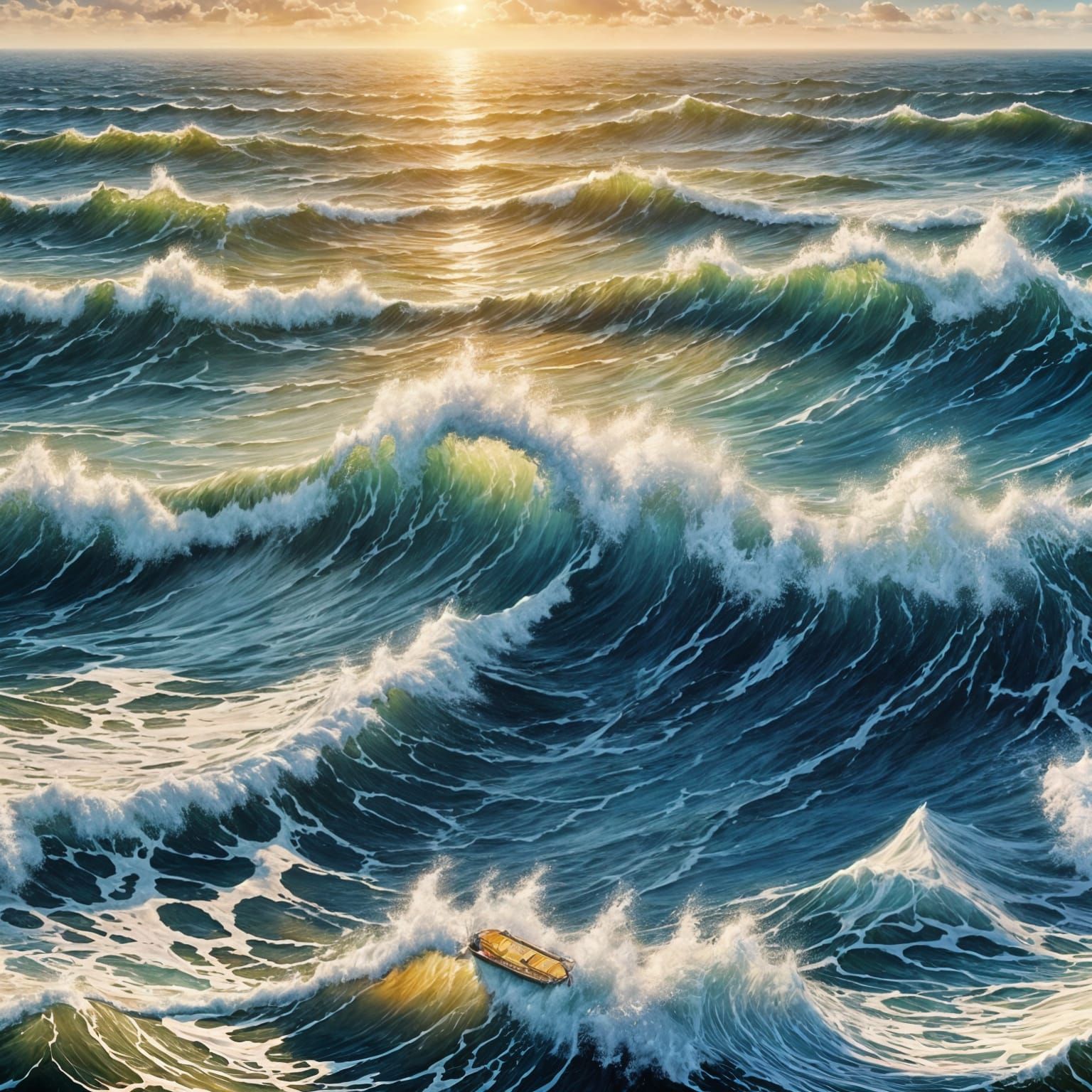 Majestic Blue Ocean Waves Crashing