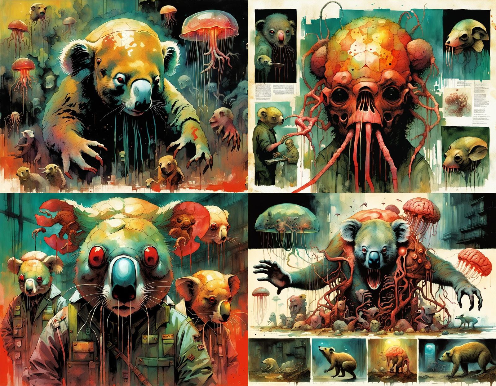 Grotesque Anatomical Chimera in Surreal Horror Style