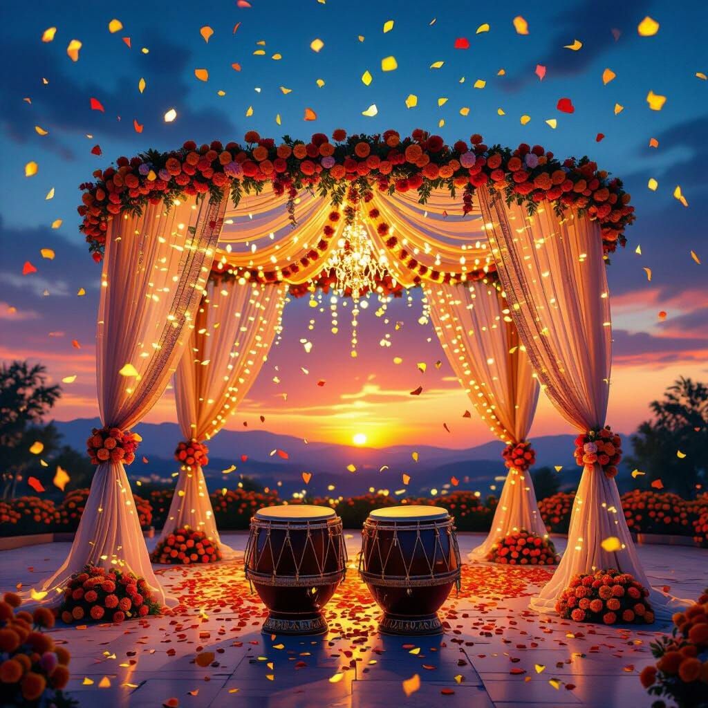 Punjabi Wedding Celebration at Sunset Matte Painting
