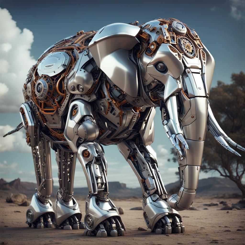 Futuristic Mechaniphant: Grace and Steel in Harmony