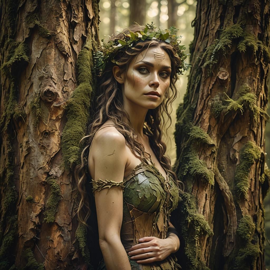 Dryad in Old-Growth Forest: Fantasy Art