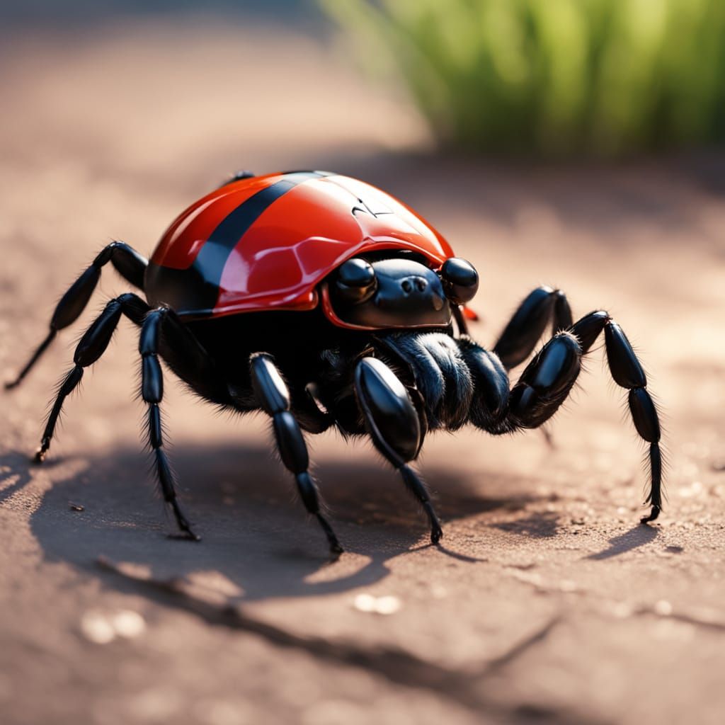 Une araignée rouge avec rayures noires