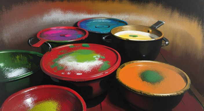 Impasto Blooming Flowers in Vibrant Oil Painting