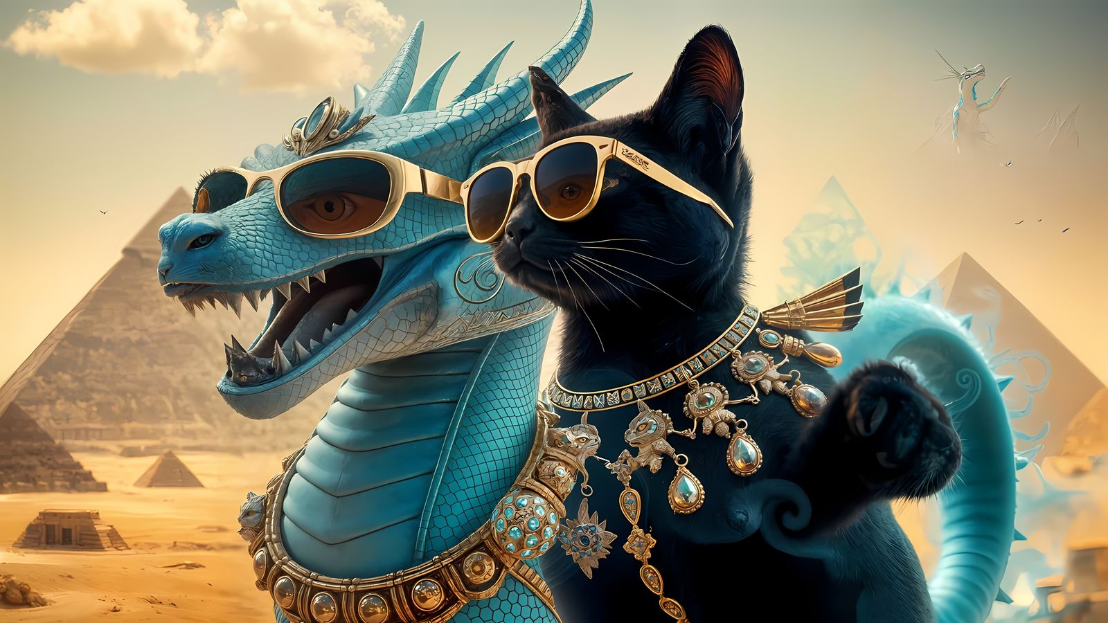 DragonCat in Regal Cyan Splendor