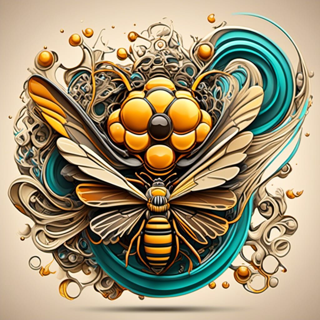 Abstract Honey Logo with Vector Fractal Design
