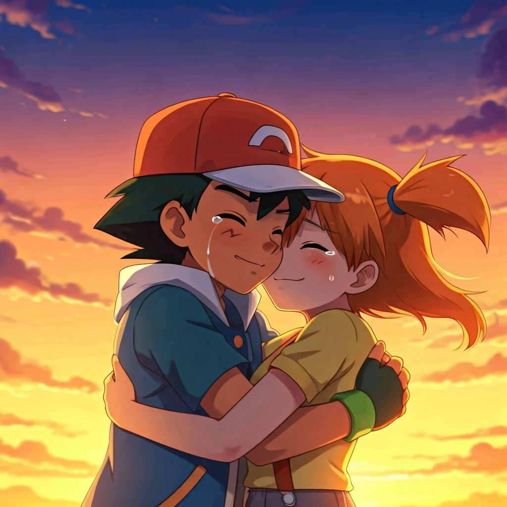 Ash and Misty's Tearful Reunion at Sunset