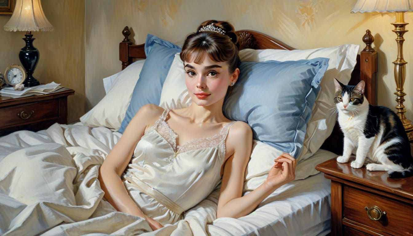 Impressionist Audrey Hepburn Wakes to a Radiant Morning
