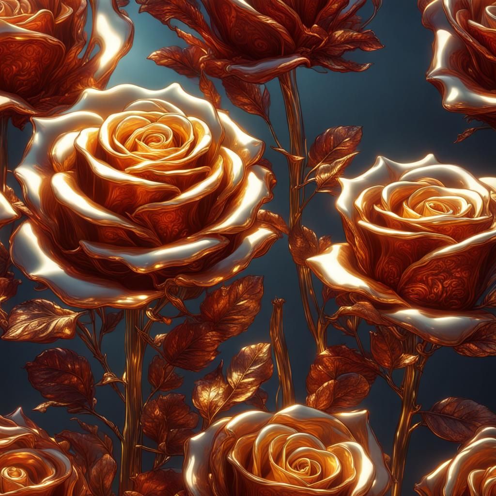 Glass Roses Glowing in Golden Sunlight