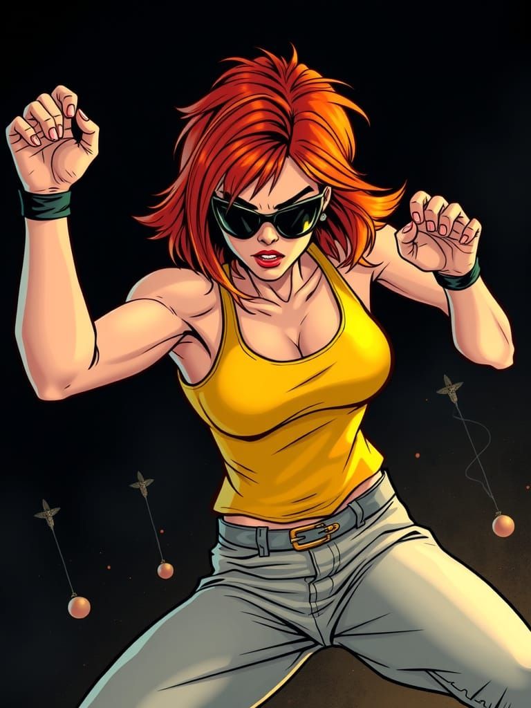 Confident Comic Book Heroine in Bold, Vibrant Colors