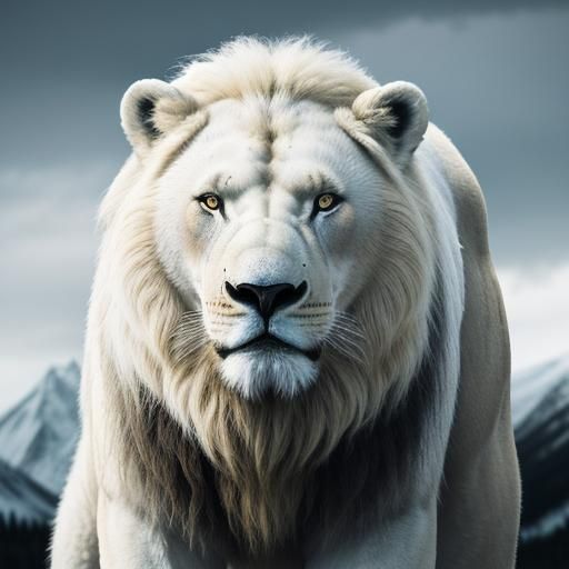 Hyperrealistic Lion-Polar Bear Hybrid