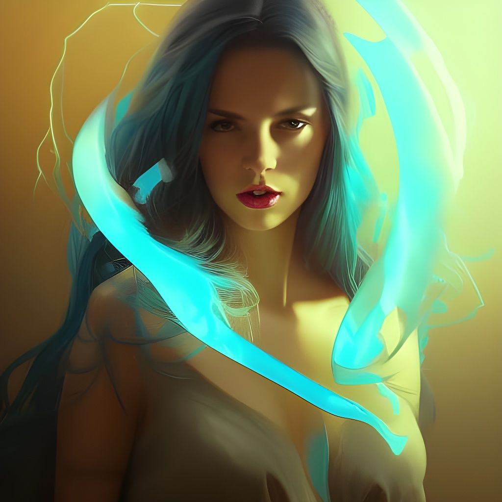 Electric Witch Portrait in Hyperdetailed Digital Art