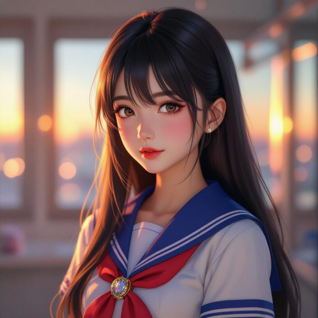 Ethereal Japanese Girl in Dressing Room Concept Art