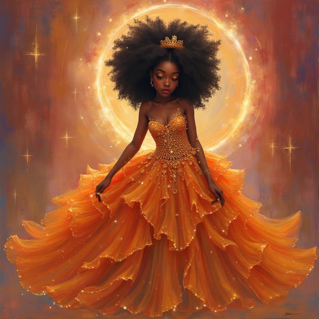 Afrofuturistic Princess Portrait in Acrylic