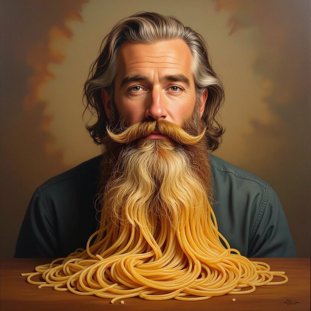 Man's Beard Transforms Into Spaghetti Noodles