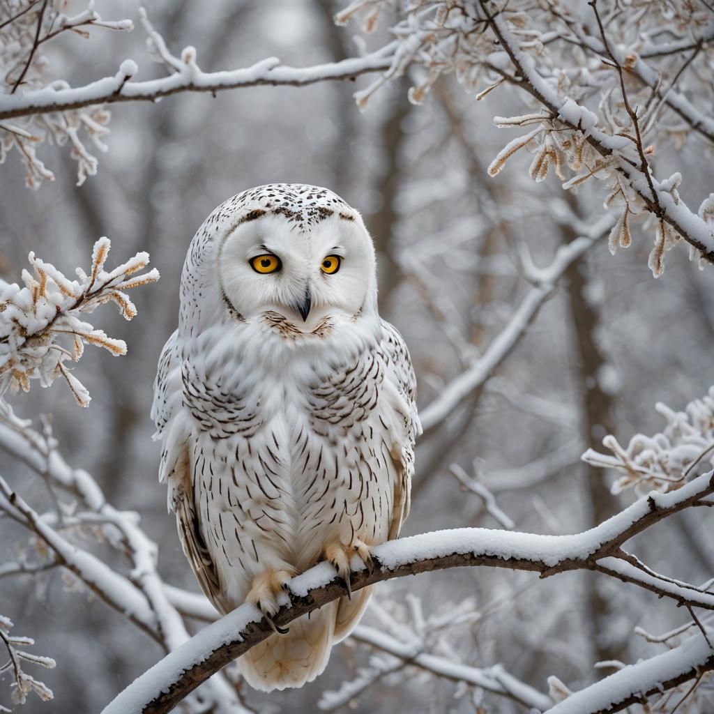 White Owl in Snowy Siberia: Wildlife Photography