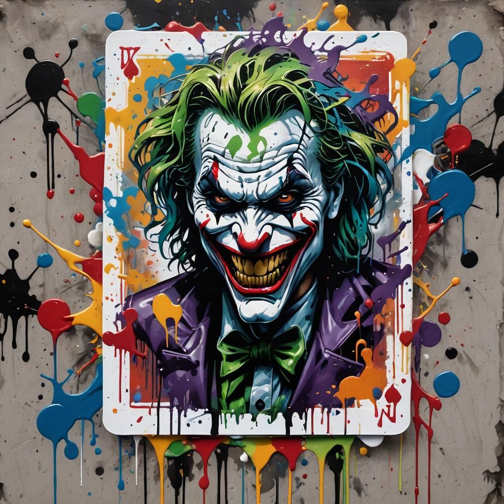 Wild Joker Card in Graffiti Splash Art