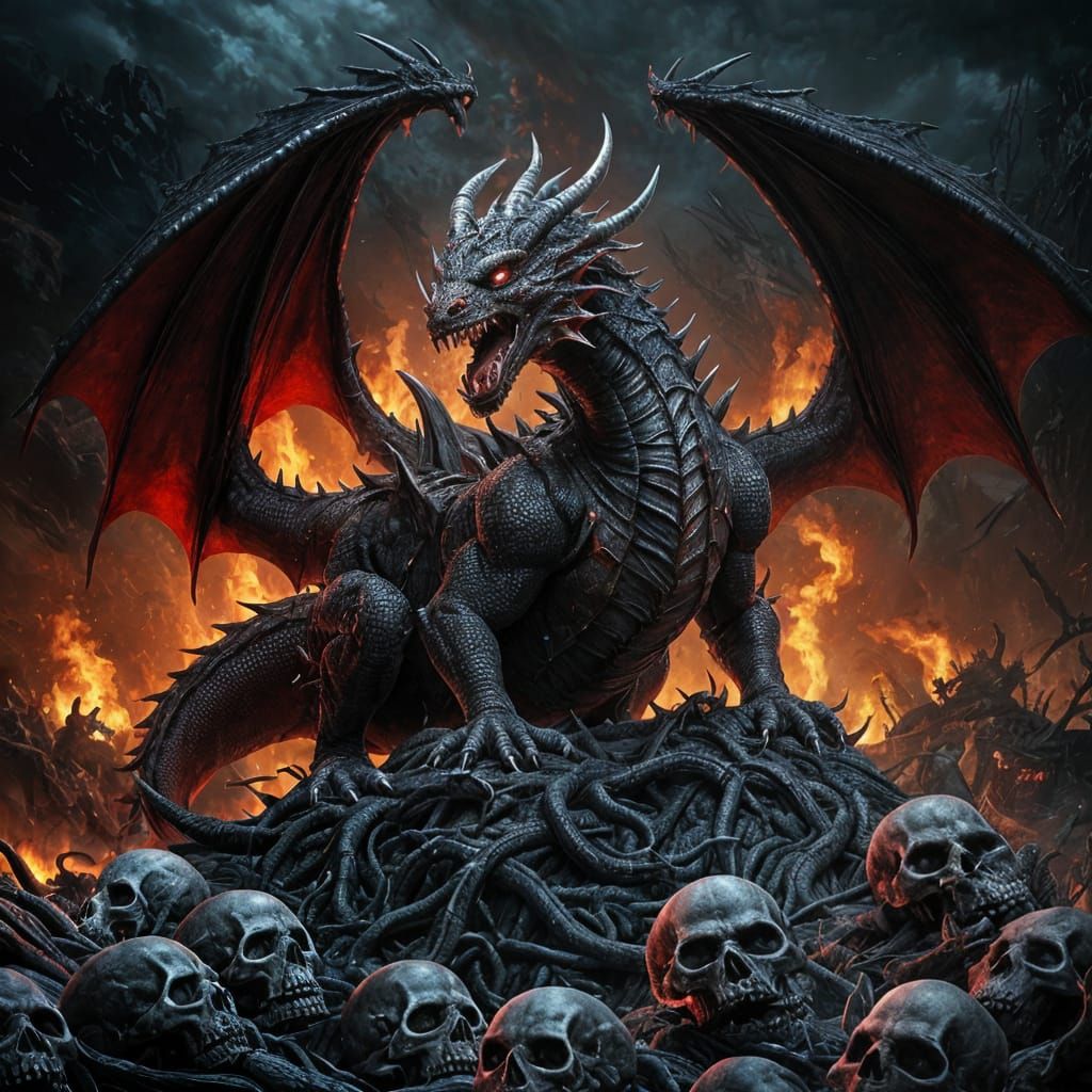 Terrifying Red Dragon and Hades in Underworld