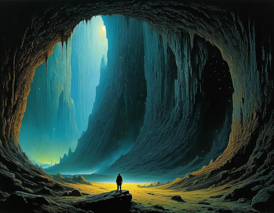 Immense Stalactite Cave Skyward View