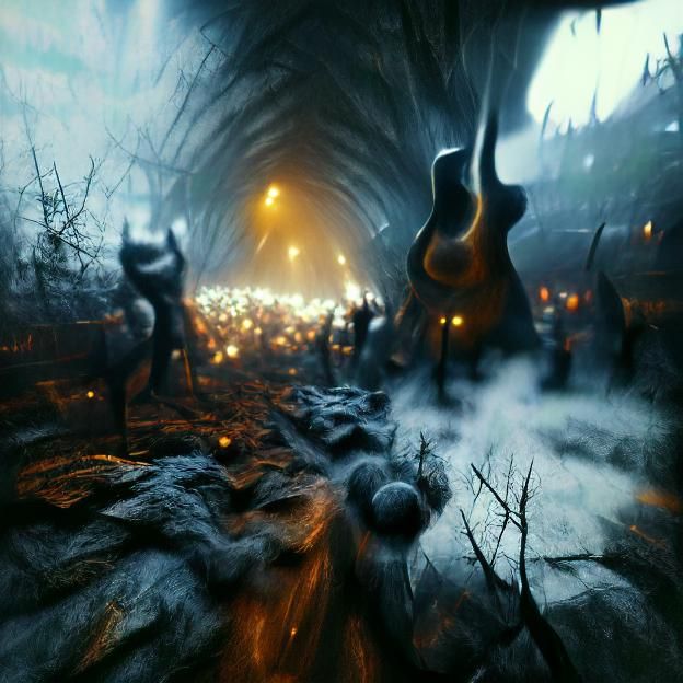 Sinister Rockscape Carved by Winds, Digital Art