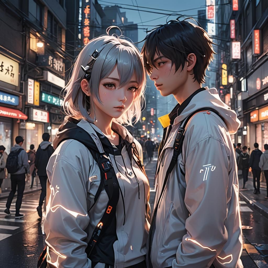 Anime Art of City Lights in 3D Style