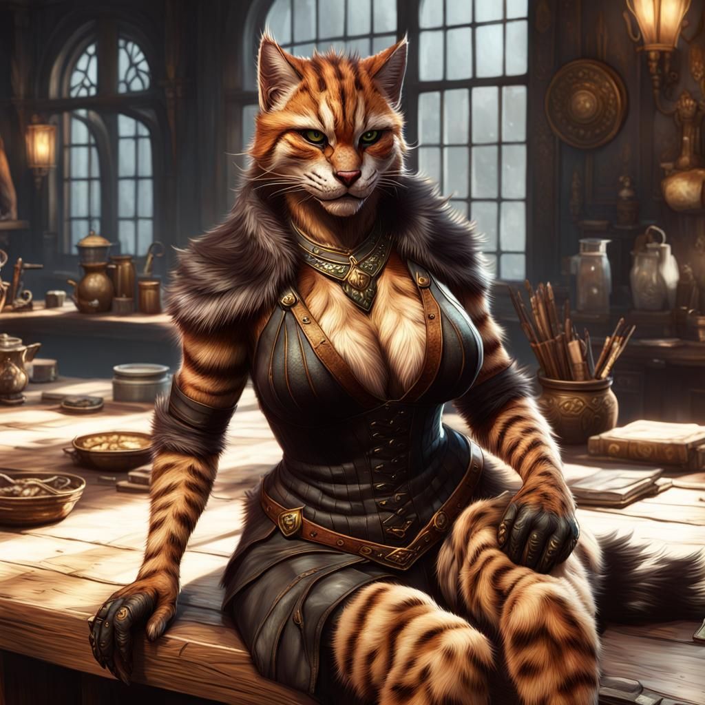 Kind Furry Woman in Cel-Shaded Comic Art