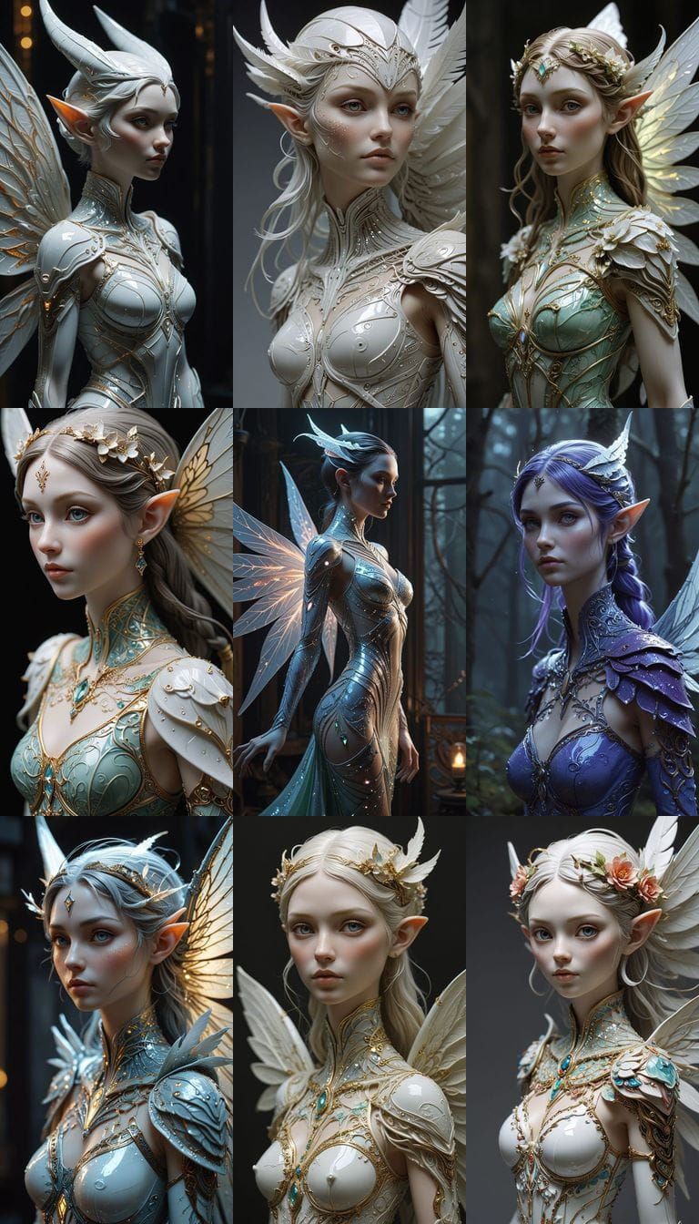 Ethereal Art Deco Elf Maiden in High Gloss Porcelain