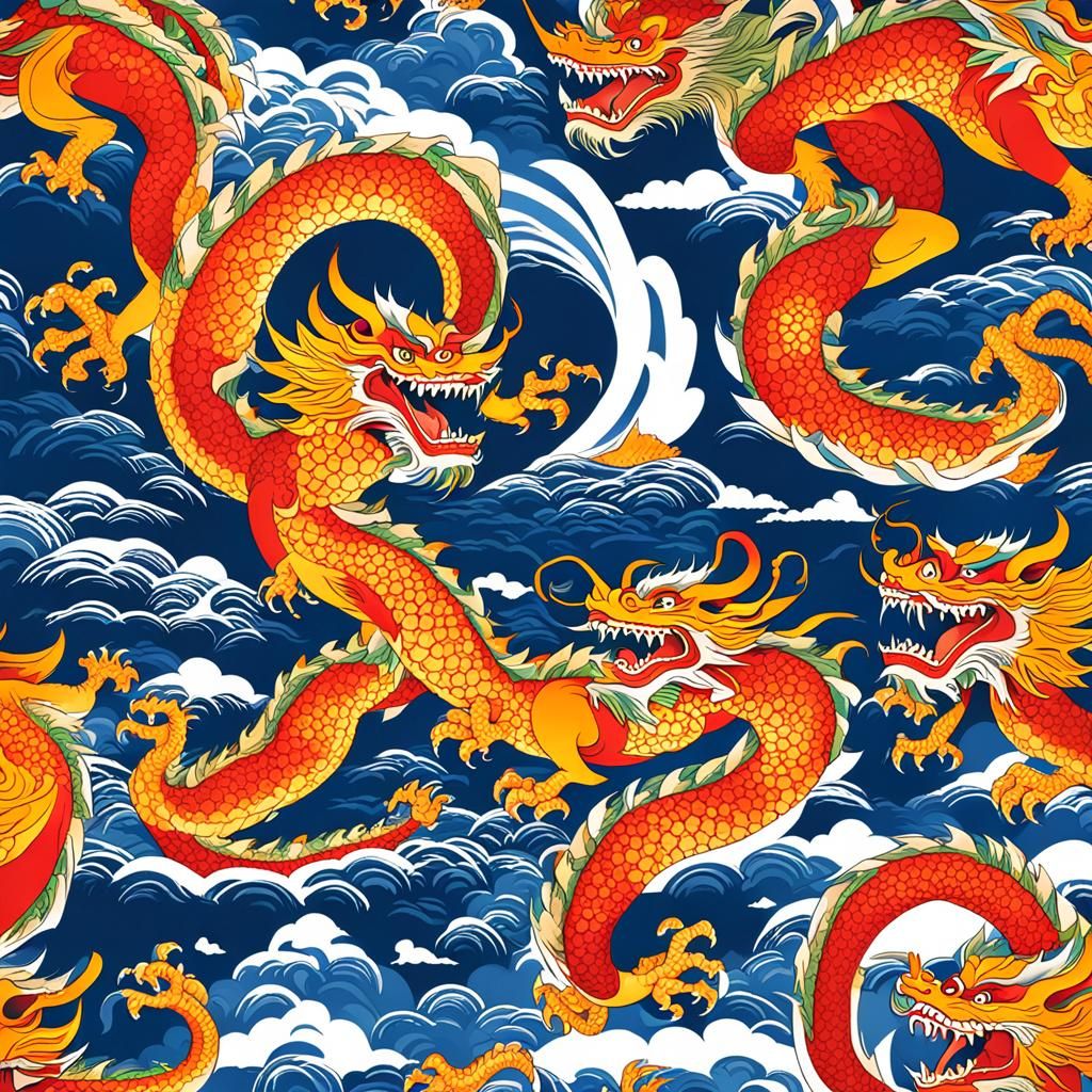 Majestic Oriental Dragon Soaring Through the Sky