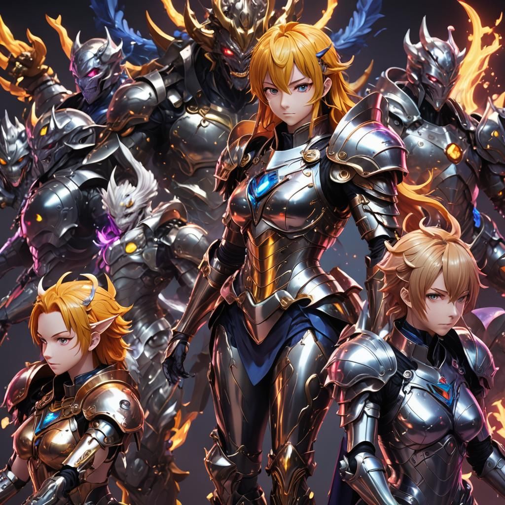 Anime Deadly Sins in Metallic Armor