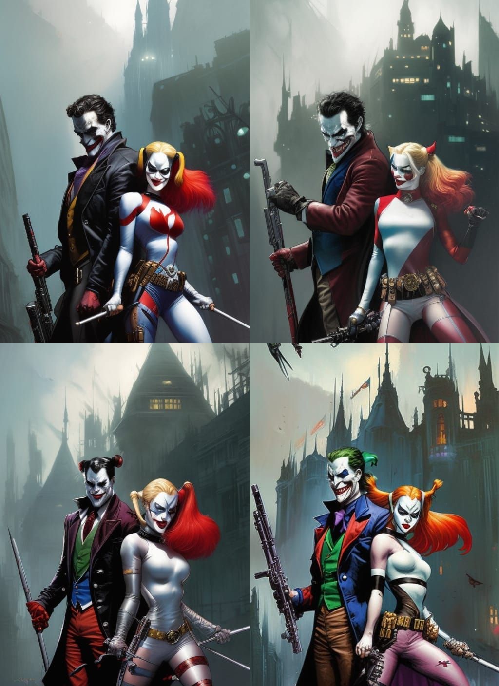 Harley Quinn and Joker Crayon Caricature