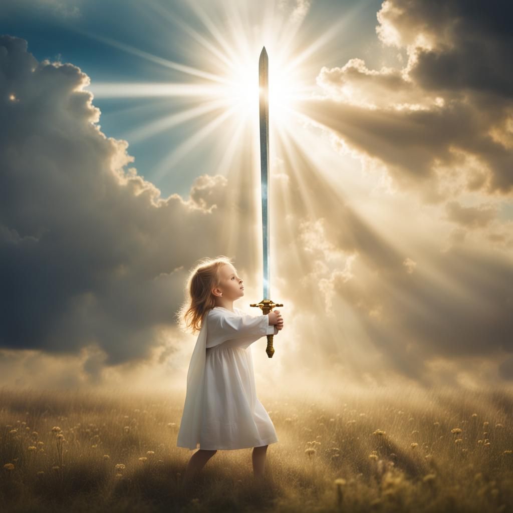 Child with Sword of Truth in Divine Light