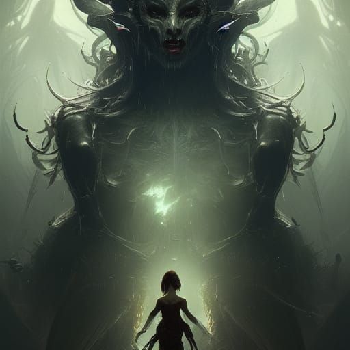 Hyperdetailed Underworld Demon in Dark Fantasy Style