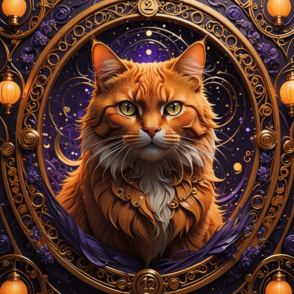 Majestic Orange Cat in Mystical Void