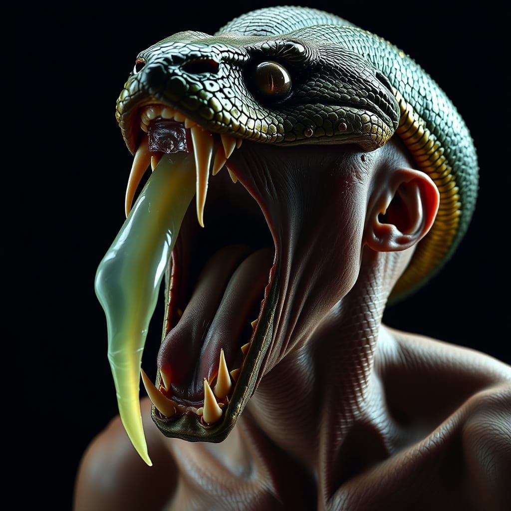 Venomous Serpent Transformation in Biomechanical Style